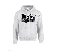 D&H CLOTHING UK The Dog Father Dad Fathers Day Hooded Sweatshirt Gift Pet Lover Funny Hound Cartoon Meme Hoodie Grey