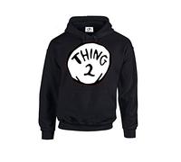 D&H CLOTHING UK Thing One 1 And Thing Two 2 Couples Matching Funny Costume Cat Twins Top Unisex Fit Hoodie Hooded Sweatshirt Jumber Top Black