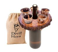 D H Divit Genuine Viking Drinking Horn Shot Set | Authentic Medieval Beer Drinking Horn | Horn Cup/Stein & Burlap Gift Sack Included (35 ml, Horn Shot Set of 5)