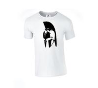 D&H Glory MMA Sparta Spartan T Shirt Train Beast Body Building Gym Workout UFC Unisex 4 Colours XS-3XL (Helmet,Tshirt) White