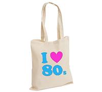 D&H I Heart Love The 80's 80s Cotton Tote Bag