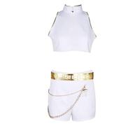 - D H Rumi Costume for Girls, Kids K Pop Stars Vocal Rumi Cosplay Stage Outfits Idol Singers White Performance Outfit Party Dress Up
