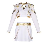 - D H Rumi Costume for Girls, Kids K Pop Stars Vocal Rumi Cosplay Stage Outfits Idol Singers White Performance Outfit Party Dress Up