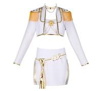 - D H Rumi Costume for Girls, Kids K Pop Stars Vocal Rumi Cosplay Stage Outfits Idol Singers White Performance Outfit Party Dress Up