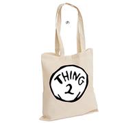 D&H Thing Two 2 And Thing One 1 Couples Matching Funny Costume Cat Twins Top Book Day Cotton Tote Bag