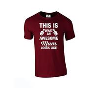 D&H This is What an Awesome Mum Looks Like Mother Motheys Day Mom Gift 4 Colours XS-3XL Tshirt (Awesome.Mum,T-Shirt) Burgundy