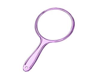 D Hand Mirror with Handle, Purple, Rounded Shape | 1X 2X Magnification, Double Sided , Acrylic, Small Handheld,Lightweight & Portable,