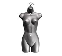 D.I.L Female Full Size Hanging Body Form Display Mannequin Body Form Mannequin Display Form (Silver)