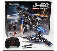 D.I.L J-50 Shadow Fighter Jet RC Drone, 2.4GHz Remote Control, LED Lights, 360° Stunt Rotation, Rechargeable, for Kids