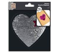D.I.Y with Toga Heart 1 Magic Sticker Reversible, Sequins, Pink-Black, Heart Size: 13 x 13 cm