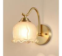 d Indoor Wall Light Glass Wall Light Fixture, Brushed Brass Bathroom Vanity Light Fixture, Bedroom Bedside Lighting Living Room Study Room Wall Lamps, E14 Socket