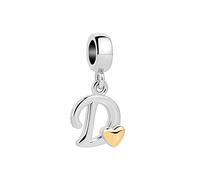 D Initial Letter Name Gold Heart Charm Compatible with Pandora Charms Bracelets Women Jewellery Mom Sister Mothers Day Birthday