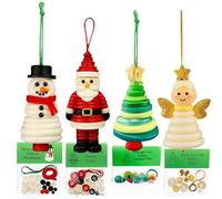 D-IY Button Christmas Ornaments, Christmas Craft Kits, 4PCS Button Santa Snowman Tree Angel Ornaments Hanging Holiday Decorations