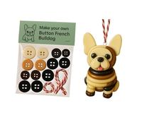 D-IY French Bulldog Button Ornament, Animal Theme Fun Christmas Button Making Set, 3D Funny Dog Buttons Decor, Christmas Hanging Decorations, for Craft Lover Gift