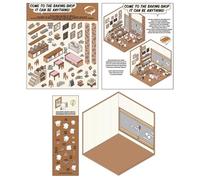 d-iy House Stickers, d-iy Stickers Scene Make Your Own Supermarket|Bakery|Laundry Room|Family Gathering for Kids, Miniature House Stickers