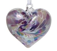 D & J Glassware Small Mouthblown Friendship Hearts Hanging Ornament Purple