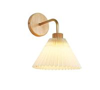 d Japanese Wooden Lamp Holder with High Transmittance Pleated Shade - Wall Sconces for Bedroom and Hotel Decor