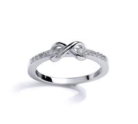 (D) Jewelco London Girls Sterling Silver Cubic Zirconia Kiss Crossover Infinity Eternity Ring - GVR14K