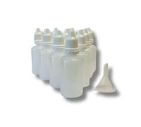 D&K Supplies Ltd 30ml Dropper Bottles, Clear Plastic Squeeze Bottles with Cap and Lid, Essential Oils, Solutions, Dispenser Bottle, Paint (Pack of 10) including 1 Funnel