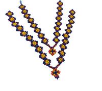 D K Trendspotters Thakorji Asht sakha mala, BLUE , YELLOW & ORANGE colour diamonds, Pushtimargi Shringar, Mala Set for Laxmi Ganesh, Devi Maa, Radhe Krishna & All God Idols - Traditional Pooja