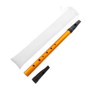 D Key 6-hole Irish Whistle Flute for Beginners with Mouthpiece | Golden Aluminium Alloy Build, Cloth Bag Included, Learning Irish Music, On-the-go Use