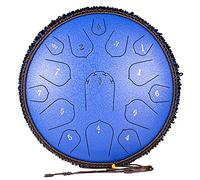 D Key Steel Tongue Drum 14 Inch 15 Notes With Rope Decoration, Great For Camping Meditation Music Therapy, Include Storage Bag, Music Book, Mallets (Color : Blue)