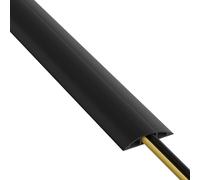 D-Line 1.8m Floor Cable Cover, Protect Trailing Cables, Prevent Trips and Falls, Ribbed Non-Slip Base - 17mm (W) x 9mm (H) Cable Cavity - 1.8m Length - Black