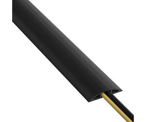 D-Line 1.8m Floor Cable Cover, Protect Trailing Cables, Prevent Trips and Falls, Ribbed Non-Slip Base - 17mm (W) x 9mm (H) Cable Cavity - 1.8m Length - Black