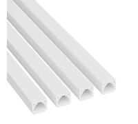 D-Line 10x8mm Cable Trunking, Cable Cover, Paintable, Self-Adhesive Wire Cover, Hide Single Cables, Cable Management - 4x 10mm (W) x 8mm (H) x 1-meter Lengths (4-Meter) - White