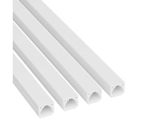 D-Line 10x8mm Cable Trunking, Cable Cover, Paintable, Self-Adhesive Wire Cover, Hide Single Cables, Cable Management - 4x 10mm (W) x 8mm (H) x 1-meter Lengths (4-Meter) - White