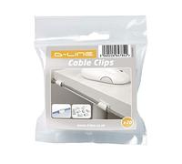 D-Line Cable Clips CTC1P20PK - Self-Adhesive Low-Profile Cable Tidy, White, Pack of 20, 26x15x8 mm