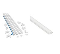 D-Line 2010KIT001 4-Meter Micro Trunking Multipack, White - 20mm (W) x 10mm (H) & Micro Cable Trunking Self-Adhesive Cable Covers Electrical Cable Tidy, 20mm (W) x 10mm (H) - 1 meter Length - White