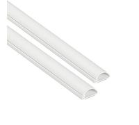 D-Line 20x10mm Cable Trunking 2m Pack, Half Round Profile, Self-Adhesive Wire Cover, Paintable Cable Management - 2x 20mm (W) x 10mm (H) x 1-meter Lengths - White