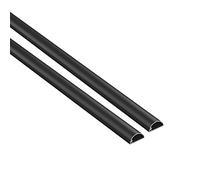 D-Line 20x10mm Cable Trunking 2m Pack, Half Round Profile, Self-Adhesive Wire Cover, Paintable Cable Management - 2x 20mm (W) x 10mm (H) x 1-meter Lengths - Black