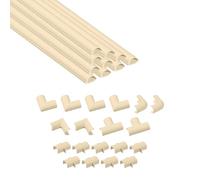 D-Line 20x10mm Cable Trunking 4m Multipack, Half Round Profile, Self-Adhesive Wire Cover, Paintable Cable Management - 10x 20mm (W) x 10mm (H) x 40cm Lengths and Accessories - Magnolia