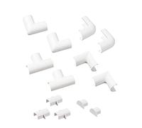 D-Line 20x10mm Cable Trunking Accessory Pack, Clip-Over Design - 2x External Bends, 2x Internal Bends, 2x Flat Bends, 2x Equal Tee, 3x Connectors, 2x End Caps - White