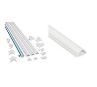 D-Line 3015KIT001 4-Meter Mini Trunking Multipack, White & 1M3015W Mini Trunking Management System | Tidy Cables & Cords for Home and Office use | Decorative Cable Cover, White, 30x15mm