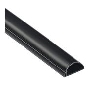 D-Line 30x15mm Cable Trunking 1m, Half Round Profile, Self-Adhesive Wire Cover, Paintable Cable Management - 30mm (W) x 15mm (H) x 1-meter Length - Black
