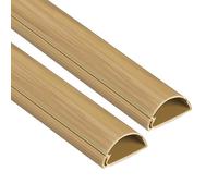 D-Line 30x15mm Cable Trunking 2m Pack, Half Round Profile, Self-Adhesive Wire Cover, Paintable Cable Management - 2x 30mm (W) x 15mm (H) x 1-meter Lengths - Wood-Effect
