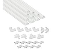 D-Line White Mini Trunking Kit, 4-Meter Self-Adhesive Wire Hider, Cable Management to Hide Wires on Wall, Cable Tidy Solution - 10x 40cm Lengths and Accessories - 30mm (W) x 15mm (H)