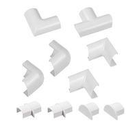 D-Line 30x15mm Cable Trunking Accessory Pack, Clip-Over Design - 2x External Bends, 2x Internal Bends, 1x Flat Bends, 1x Equal Tee, 2x Connectors, 2x End Caps - White