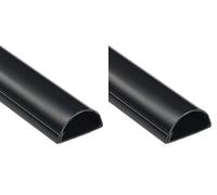 D-Line 788.006UK Half Round TV Trunking | TV Cable Tidy | Decorative Cable Management, Cable Hider| Self-Adhesive Electrical Cable Trunking | 50mm (W) x 25mm (H) x 1 meter (L) |Black (Pack of 2)