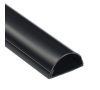 D-Line 788.006UK Half Round TV Trunking | TV Cable Tidy | Decorative Cable Management, Cable Hider| Self-Adhesive Electrical Cable Trunking | 50mm (W) x 25mm (H) x 1 meter (L) |Black