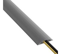D-Line 9m Floor Cable Cover, Protect Trailing Cables, Prevent Trips and Falls, Ribbed Non-Slip Base - 17mm (W) x 9mm (H) Cable Cavity - 9m Length - Grey