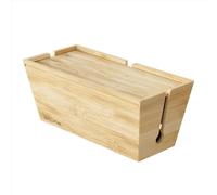 D-Line Bamboo Cable Management Box - Hide Extension Leads & Wires, Large Cable Tidy Box for Home & Office, Wooden Cord Organiser for Desk, TV & Floor - Natural Finish