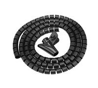 D-Line Cable Tidy 1.5 m/Length Spiral Cable Wrap Wire Tube 16/22/28 mm Black Silver Cable Management Solution [Black 1.5 m x 16 mm]