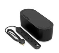 D-Line Cable Tidy Box with 4 socket 2m Extension Lead 13amp Surge Protected, Cable Management Solution, TV Wire Tidy, Desk Cable Organiser - Large, Black