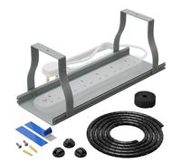 D-Line Desk Cable Organiser Kit - Under Desk Cable Management Tray with Spiral Wrap, Cable Tidy Band & Cable Clips - Easy to Install, Reduces Clutter, Improves Appearance