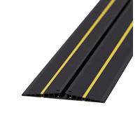 D-Line EV Ultra Floor Cable Cover, Black with Yellow Hazard Stripe, 18mm Cable Cavity, 2m Length