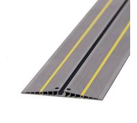 D-Line EV Ultra Floor Cable Cover, Grey with Yellow Hazard Stripe, 18mm Cable Cavity, 2m Length